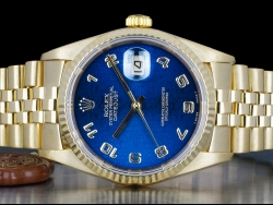 Rolex Datejust 36 Gold Blu Jubilee Blue Jeans Jubilee Arabic Dial 16238